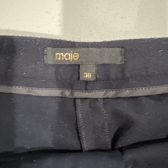Maje Wool Pants Women 38 Dark Navy Blue Slacks Career Work Classic - Picture 12 of 15